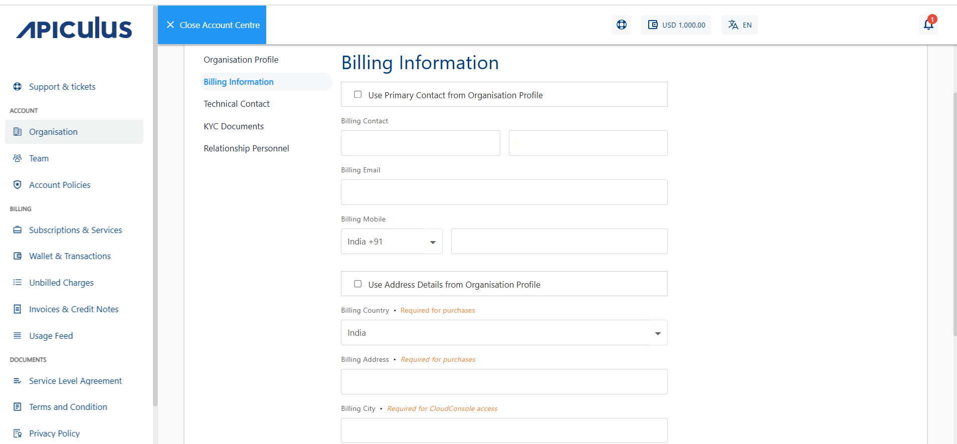 Billing Information