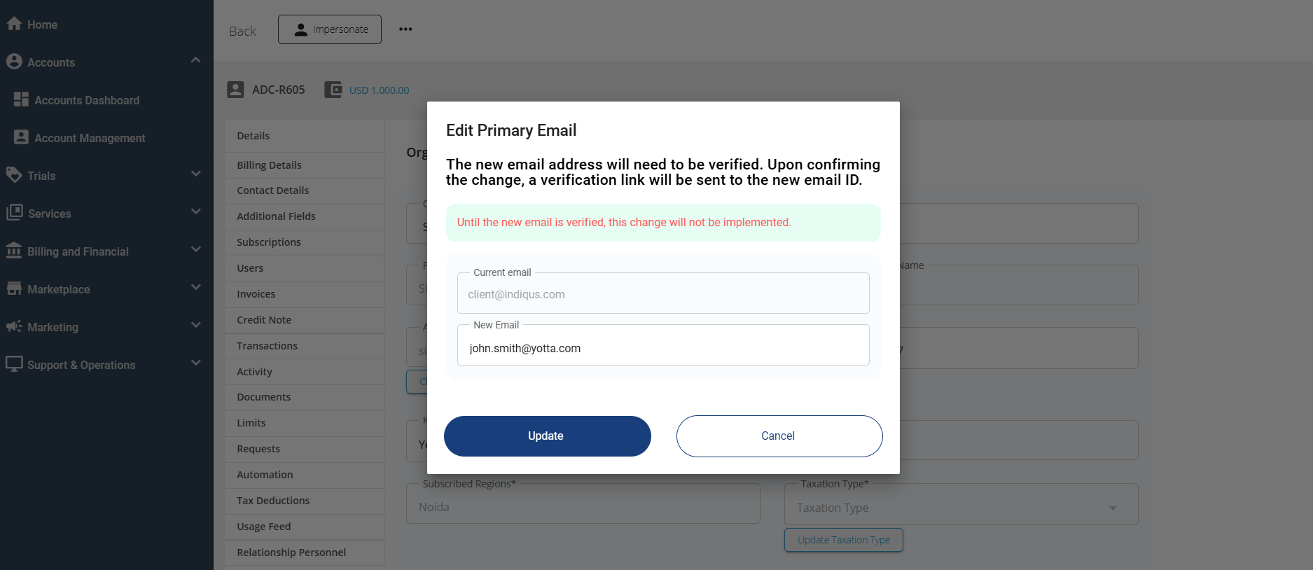 Changing Subscribers Primary Email