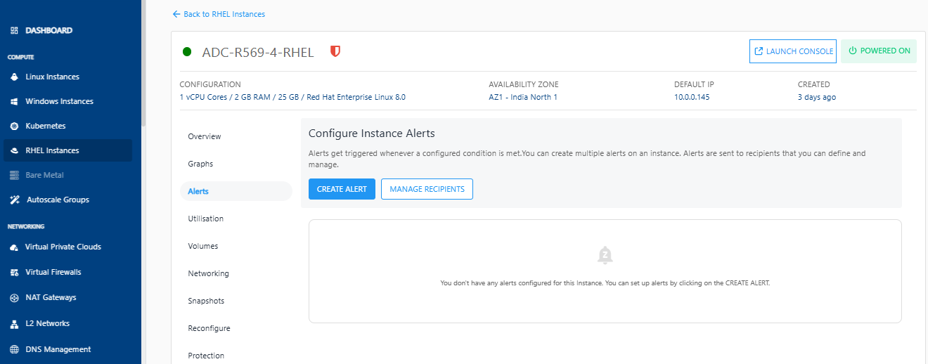 Configuring Alerts on RHEL Instances