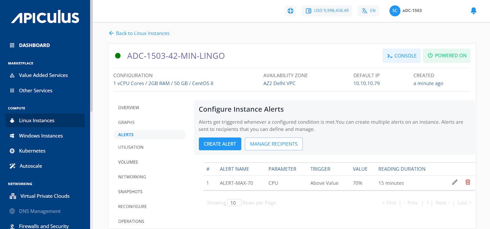 Configuring Alerts on Linux Instances