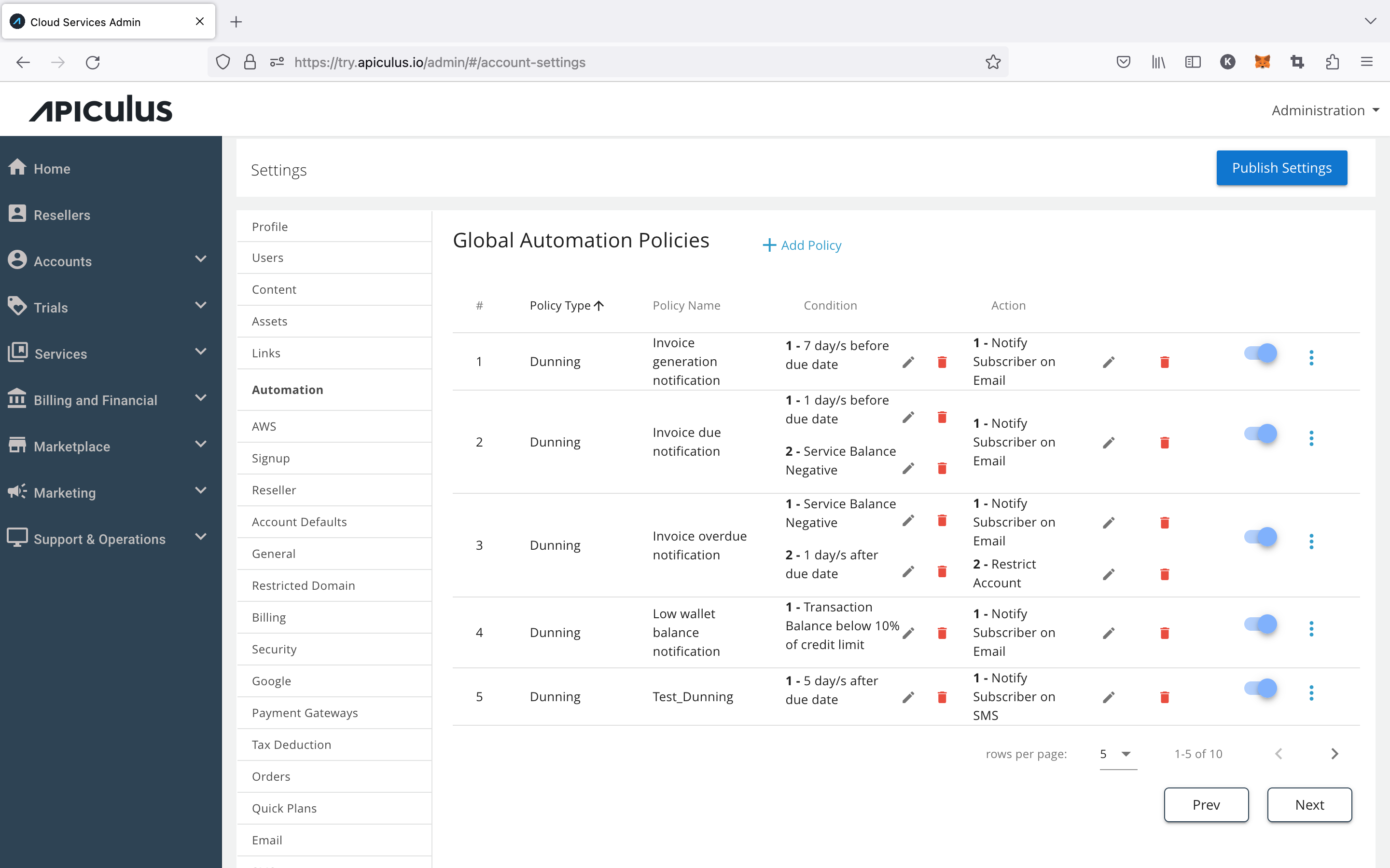 Configuring Automation Policies