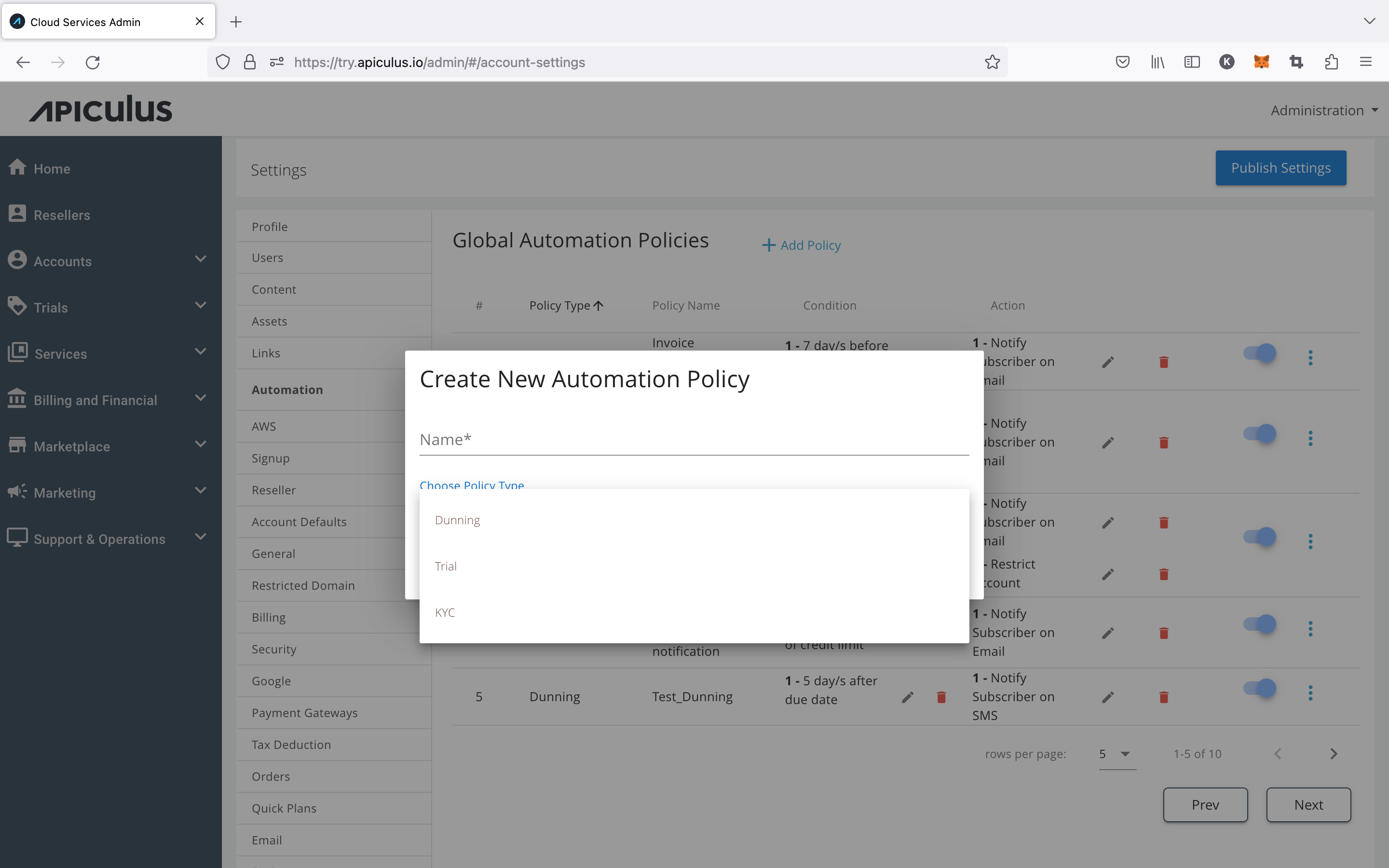 Configuring Automation Policies