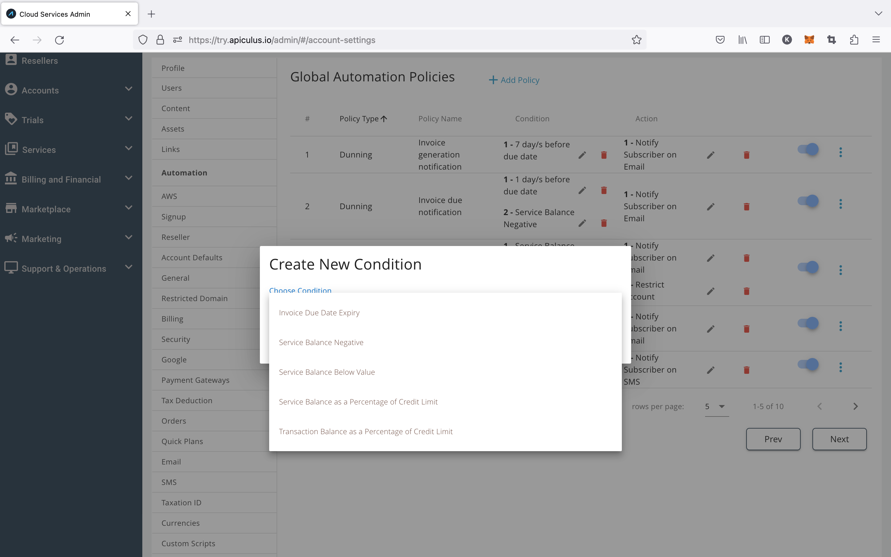 Configuring Automation Policies