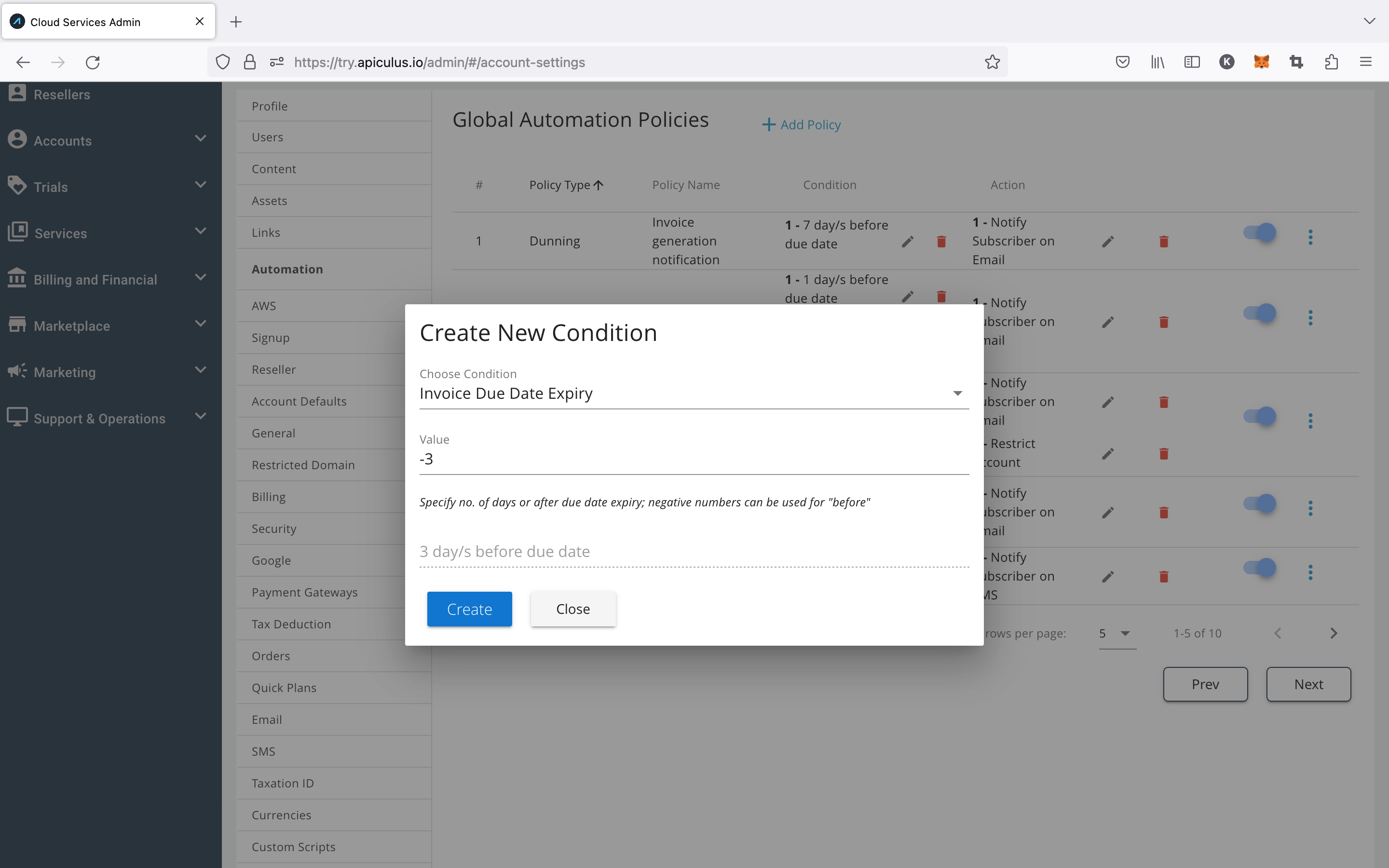 Configuring Automation Policies