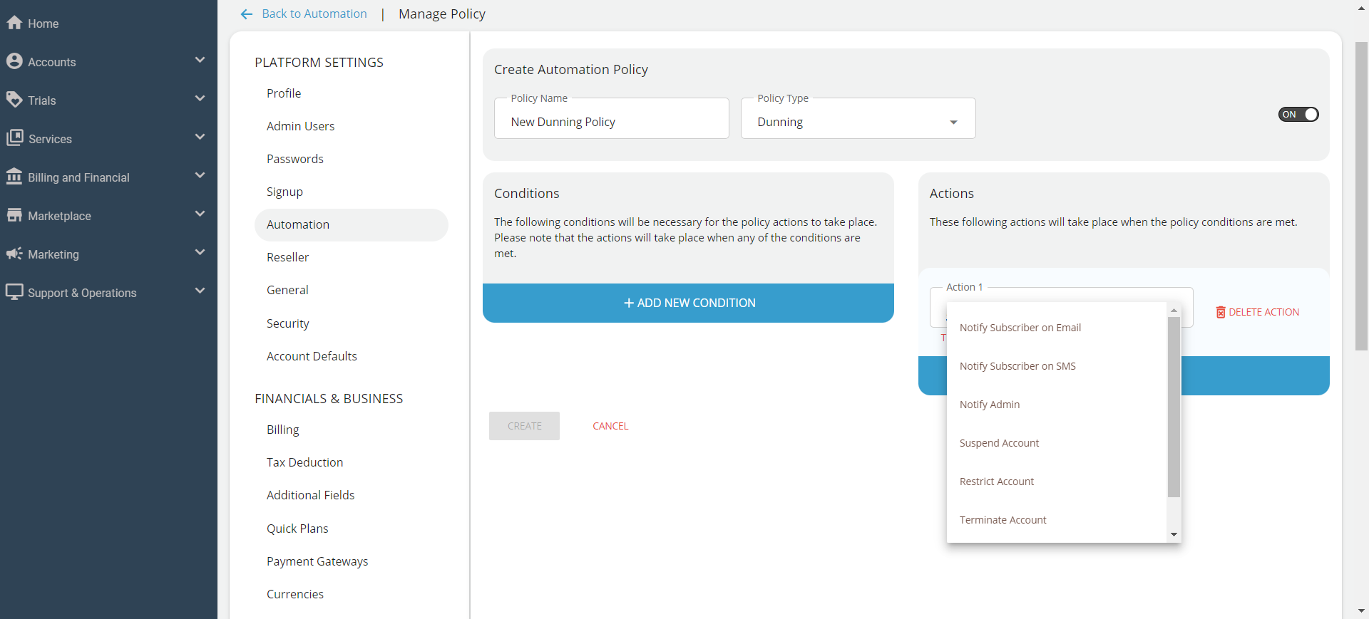 Configuring Automation Policies