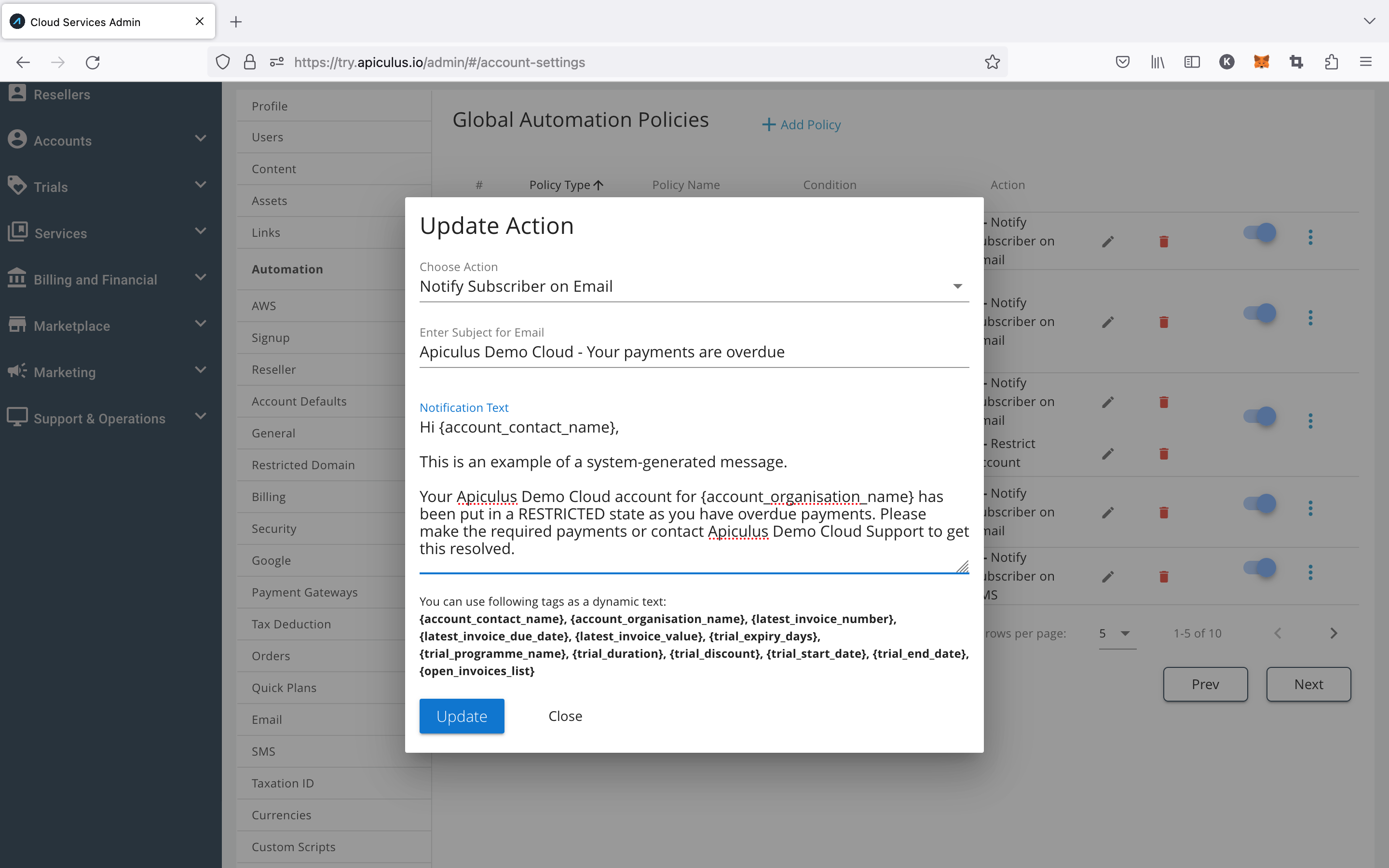 Configuring Automation Policies