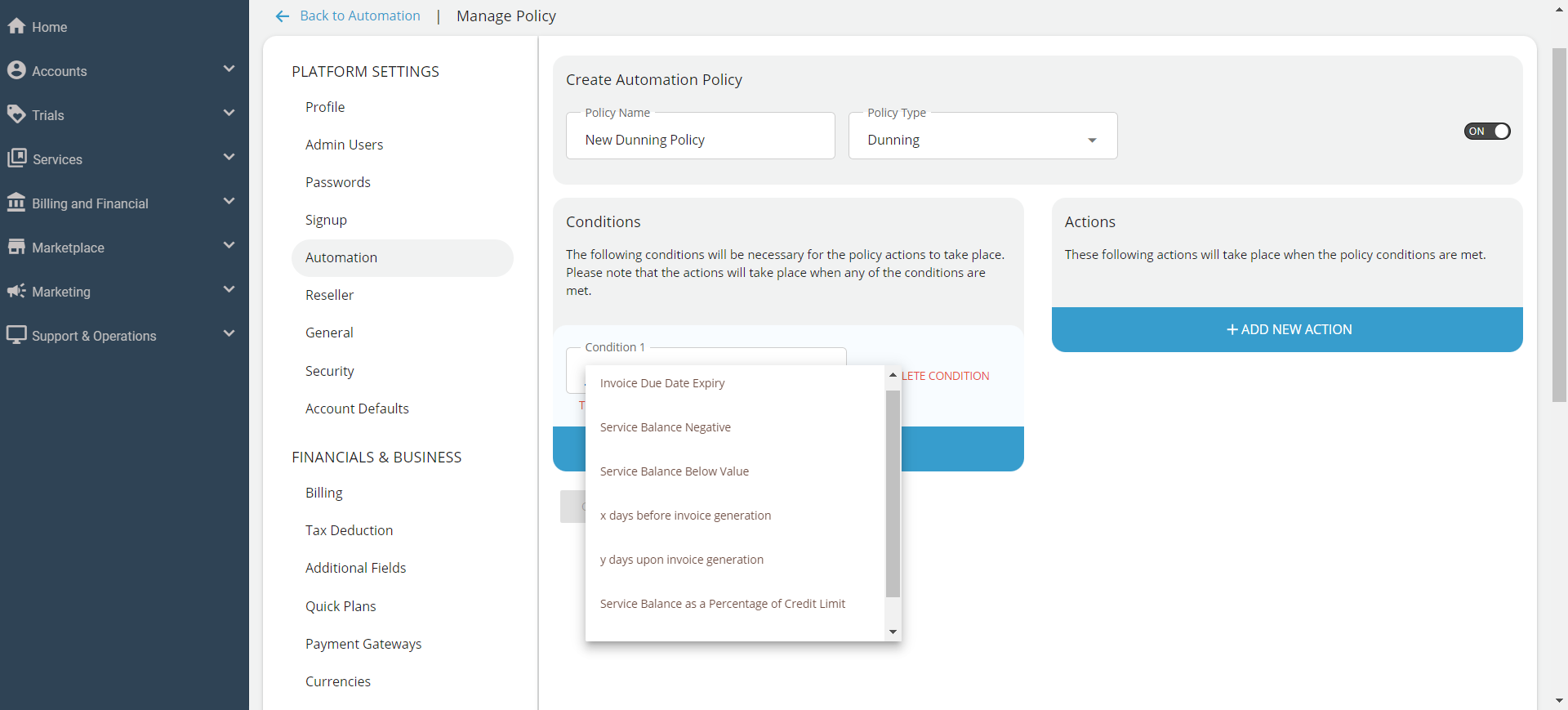 Configuring Automation Policies