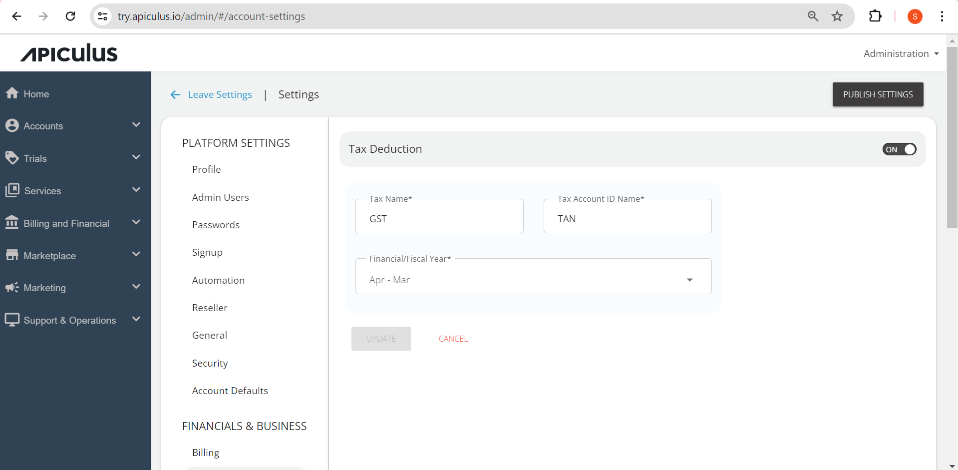 Configuring Tax Deductions