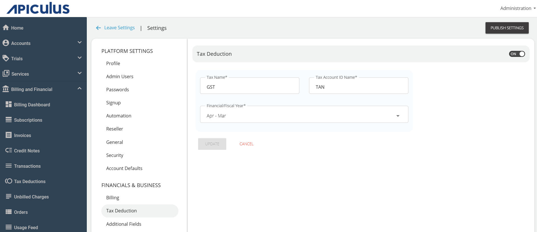 Configuring Tax Deductions