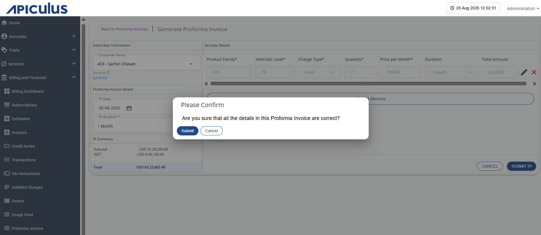 Confirmation Screen