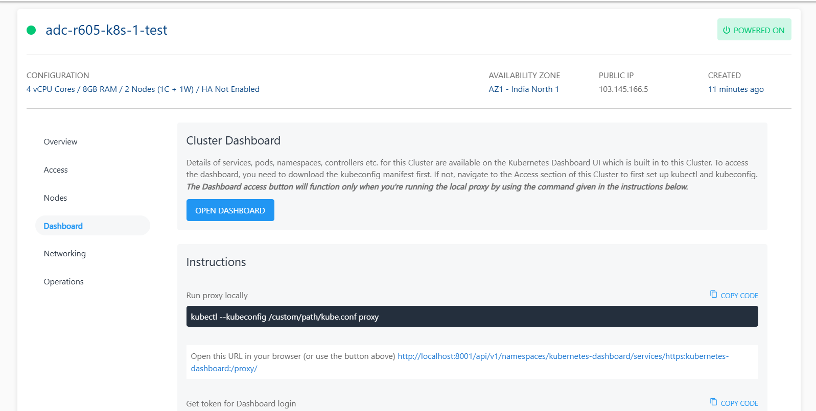 Cluster Dashboard