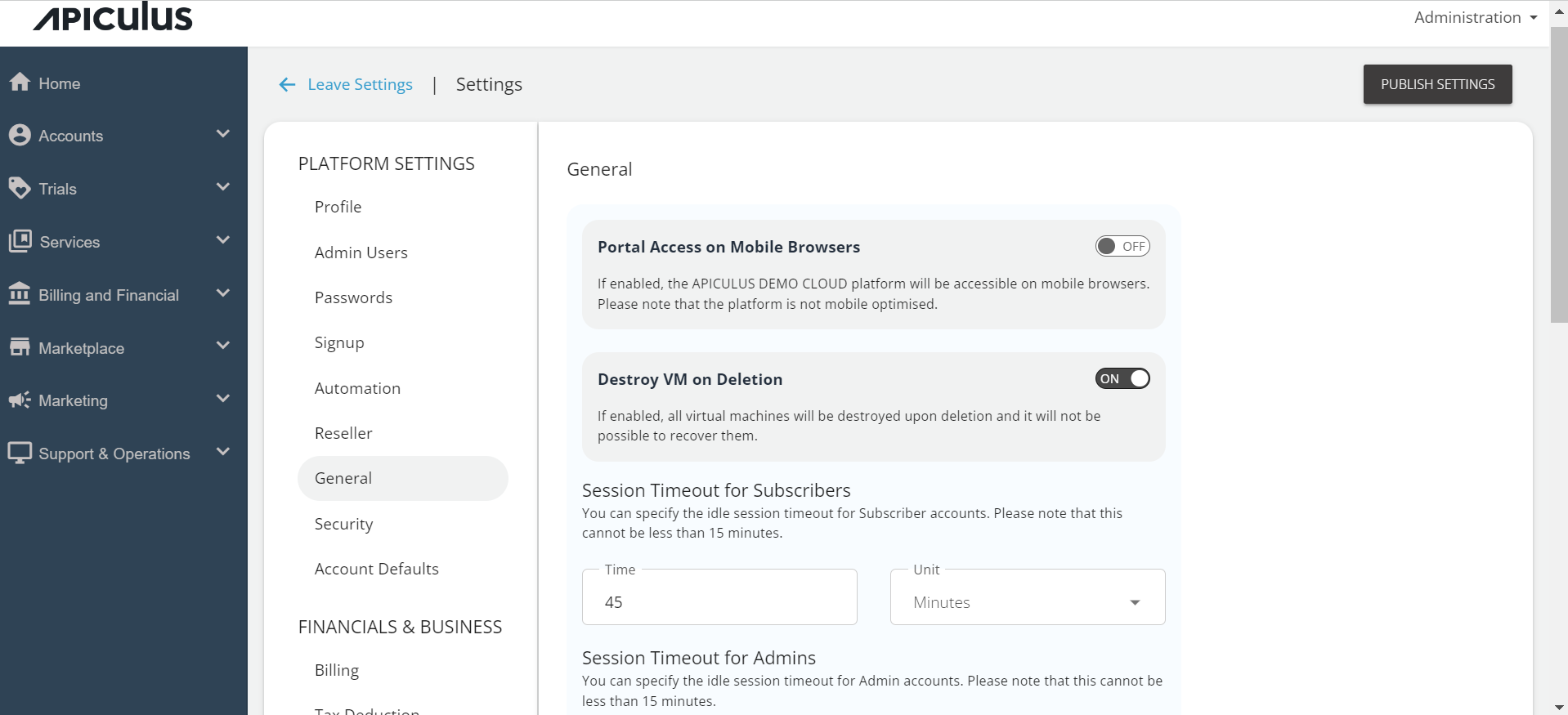 General Platform Settings