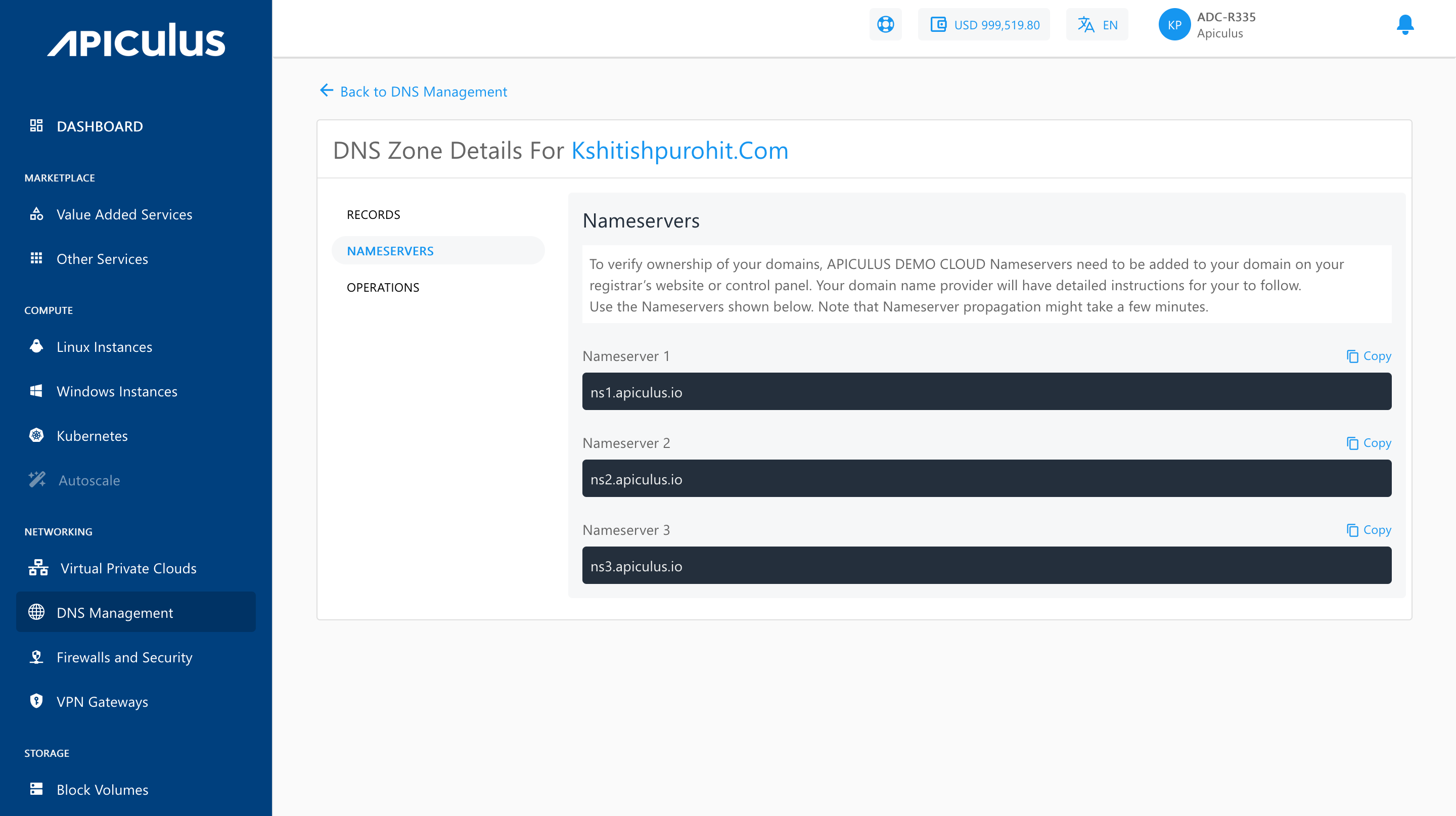 Linking Domains to Apiculus Cloud Console