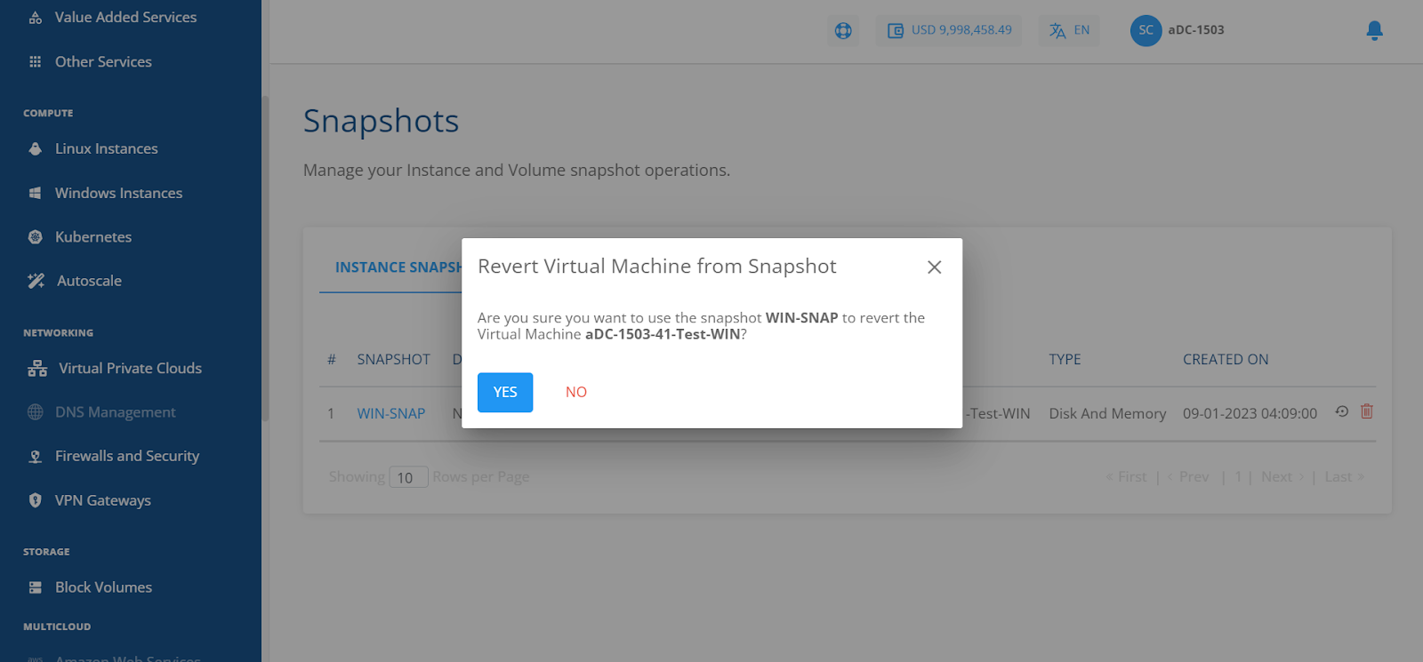 Managing Instance and Volume Snapshots