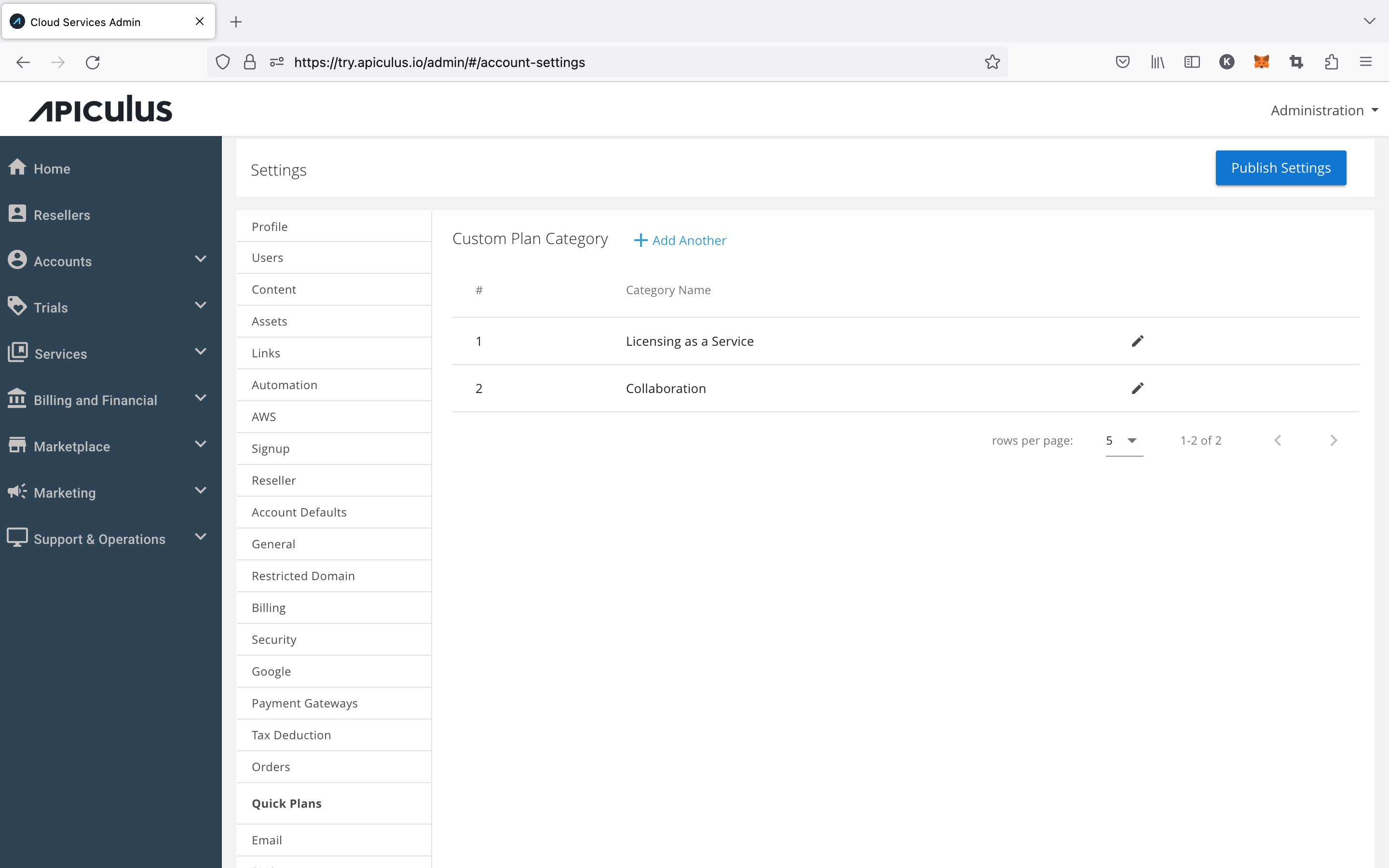 Managing QuickPlan Categories