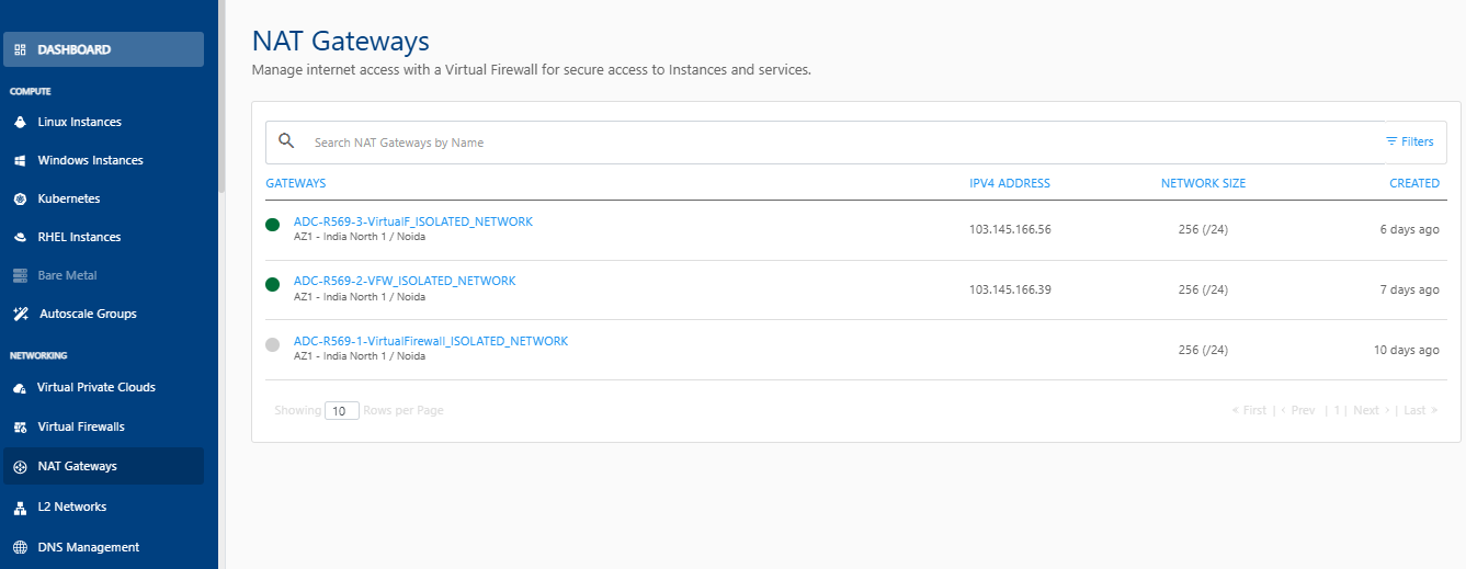 Manage NAT gateway