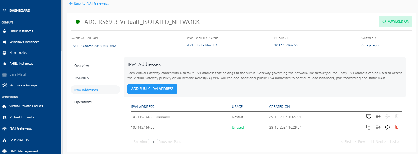 Manage NAT gateway