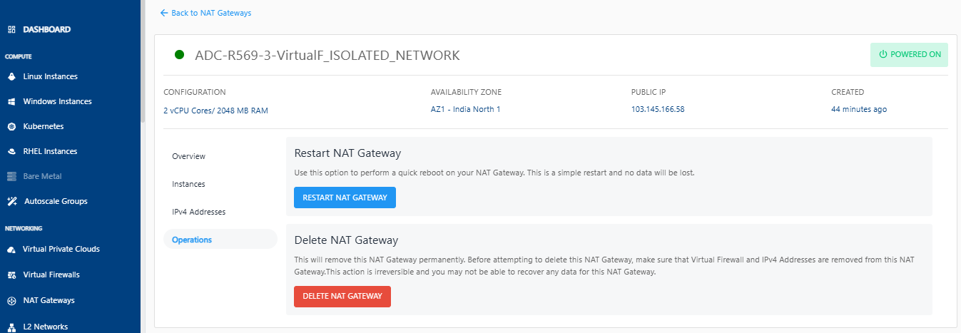 Manage NAT gateway