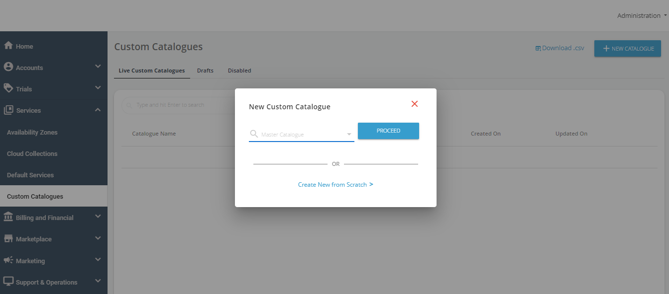 Create a Custom Catalogue