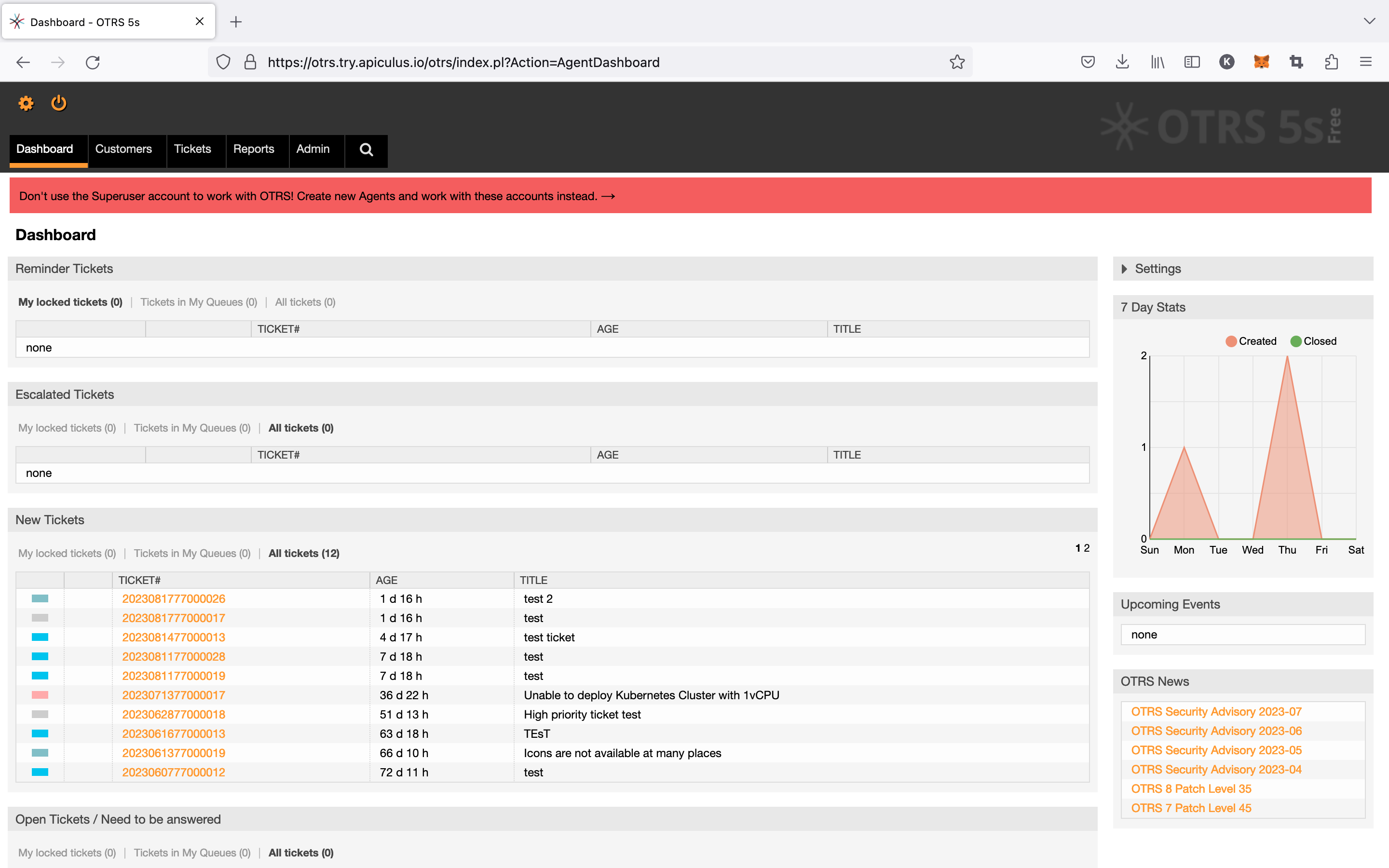 OTRS Ticketing and Service Interface