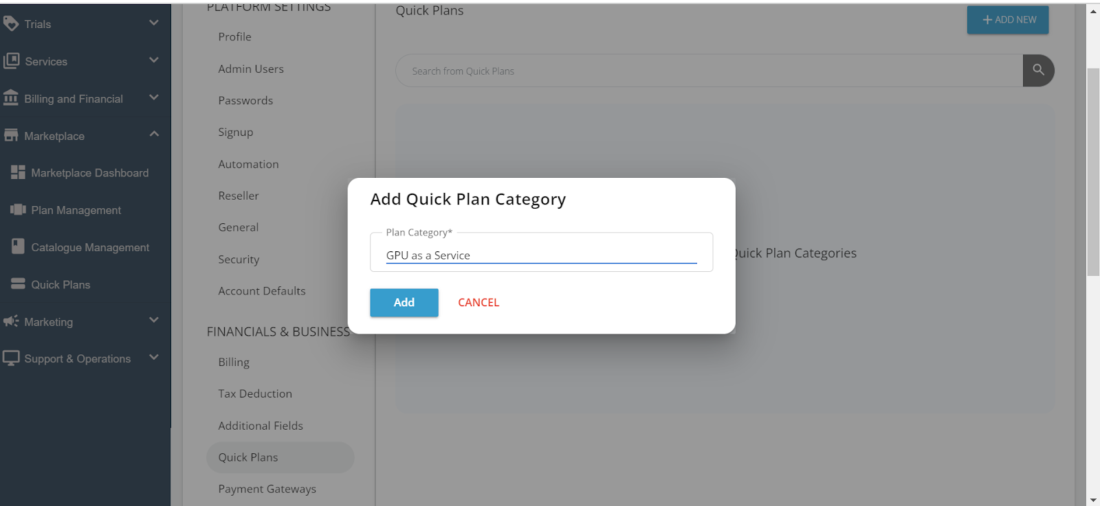 Managing Quick Plans