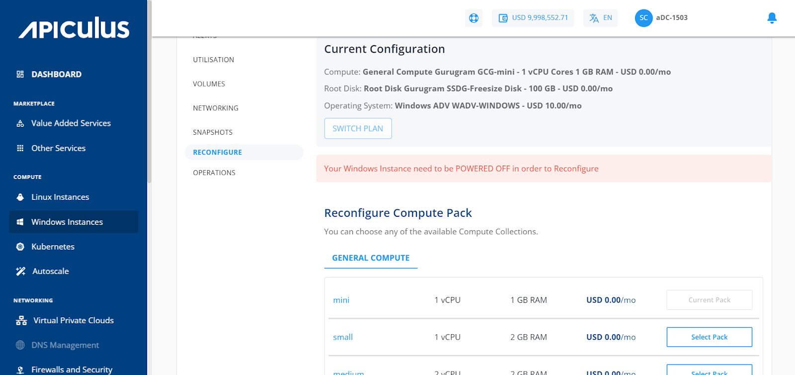 Reconfiguring Windows Instances