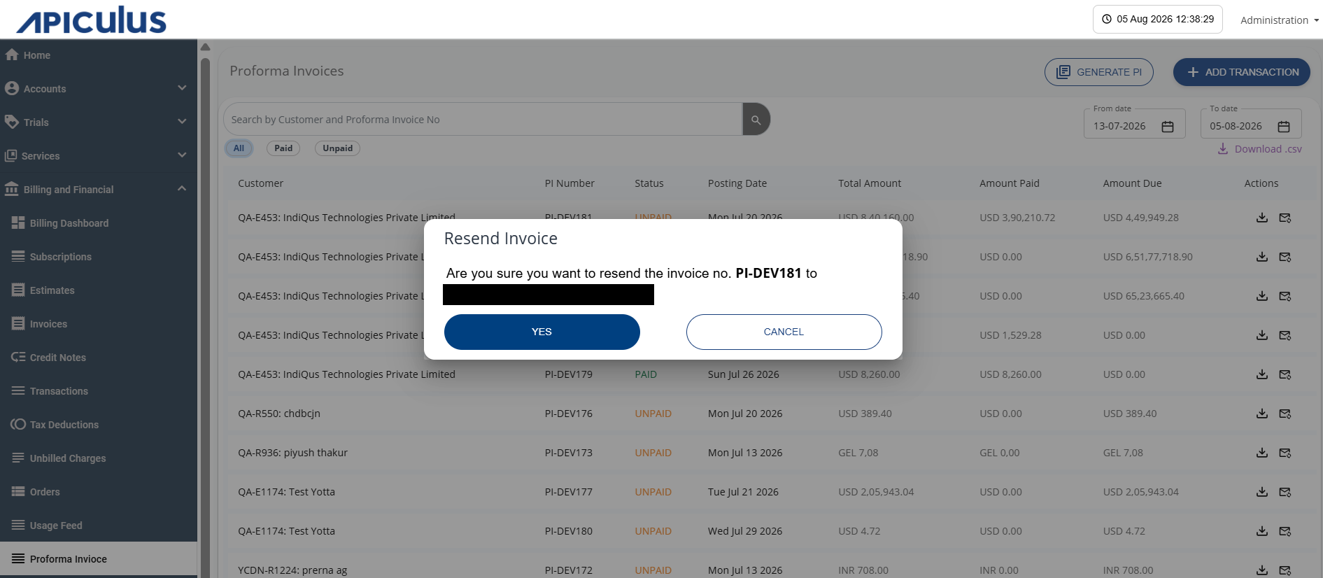 Resending Proforma Invoice