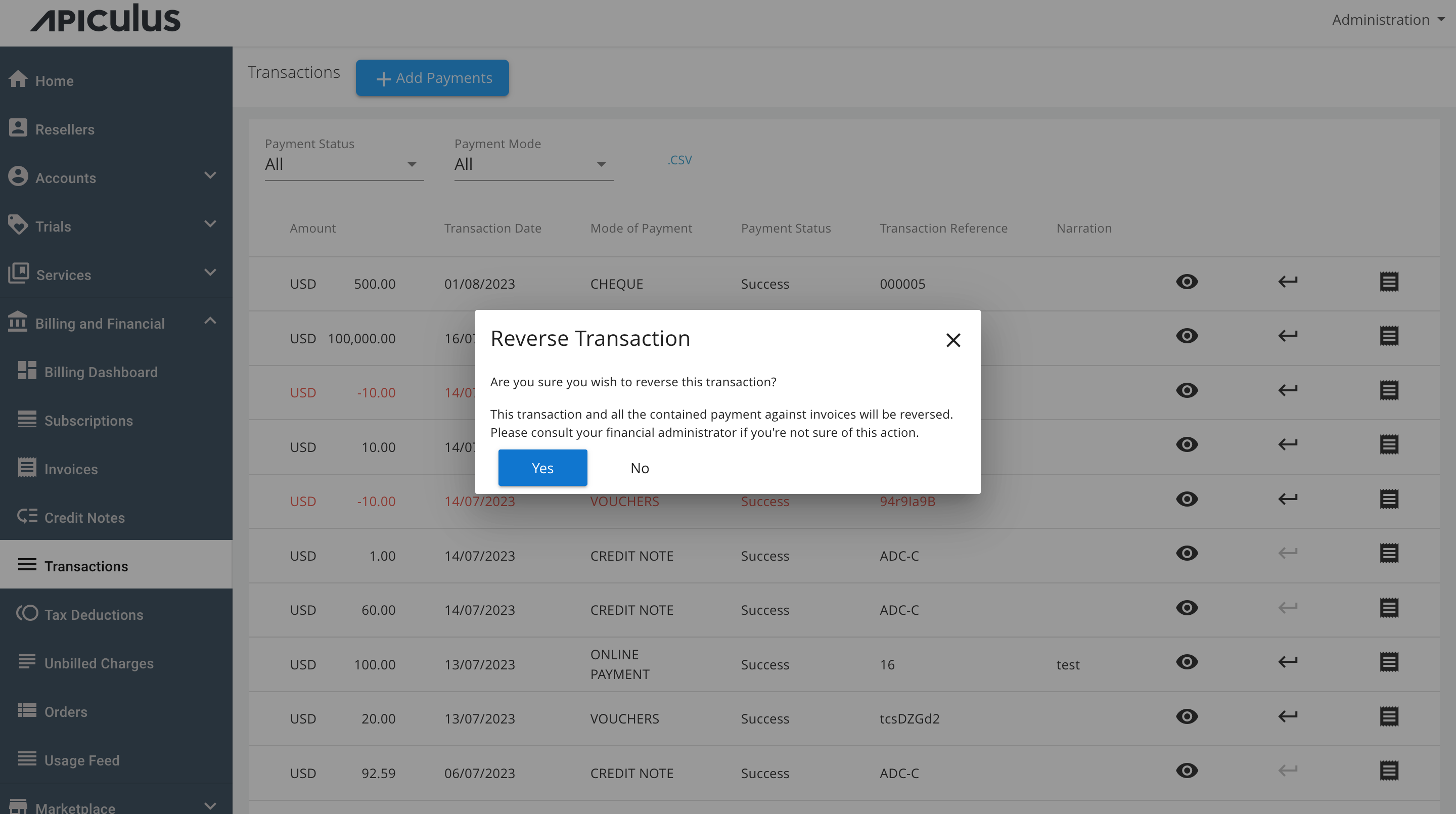 Reversing Transactions