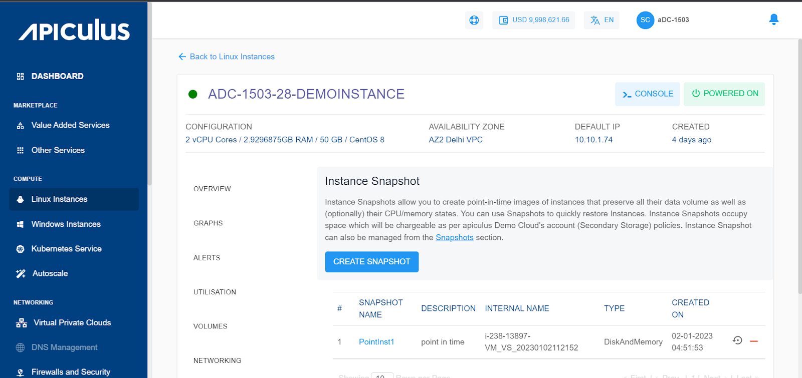 Linux Instance Snapshots