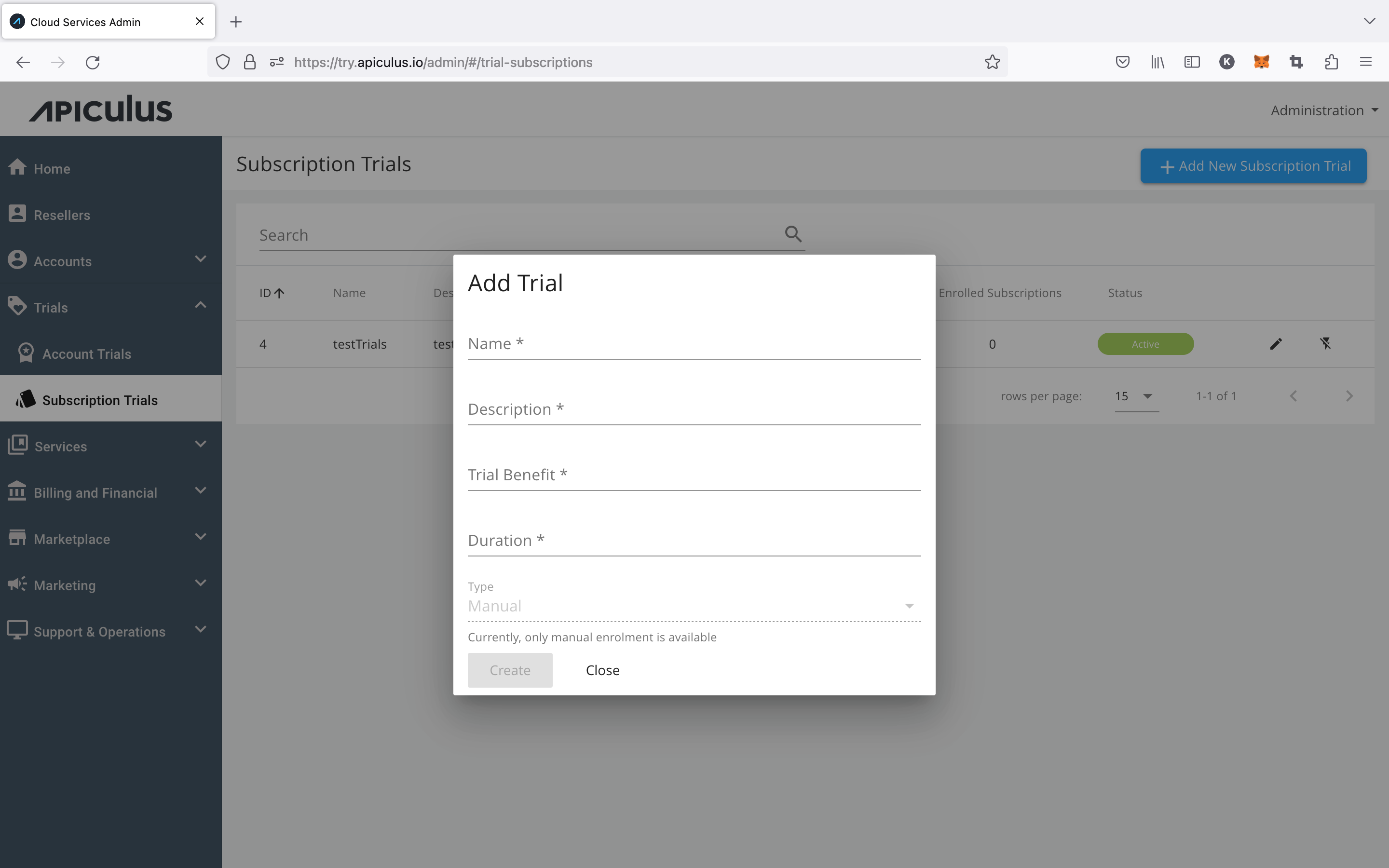 Working with Subscription Trials