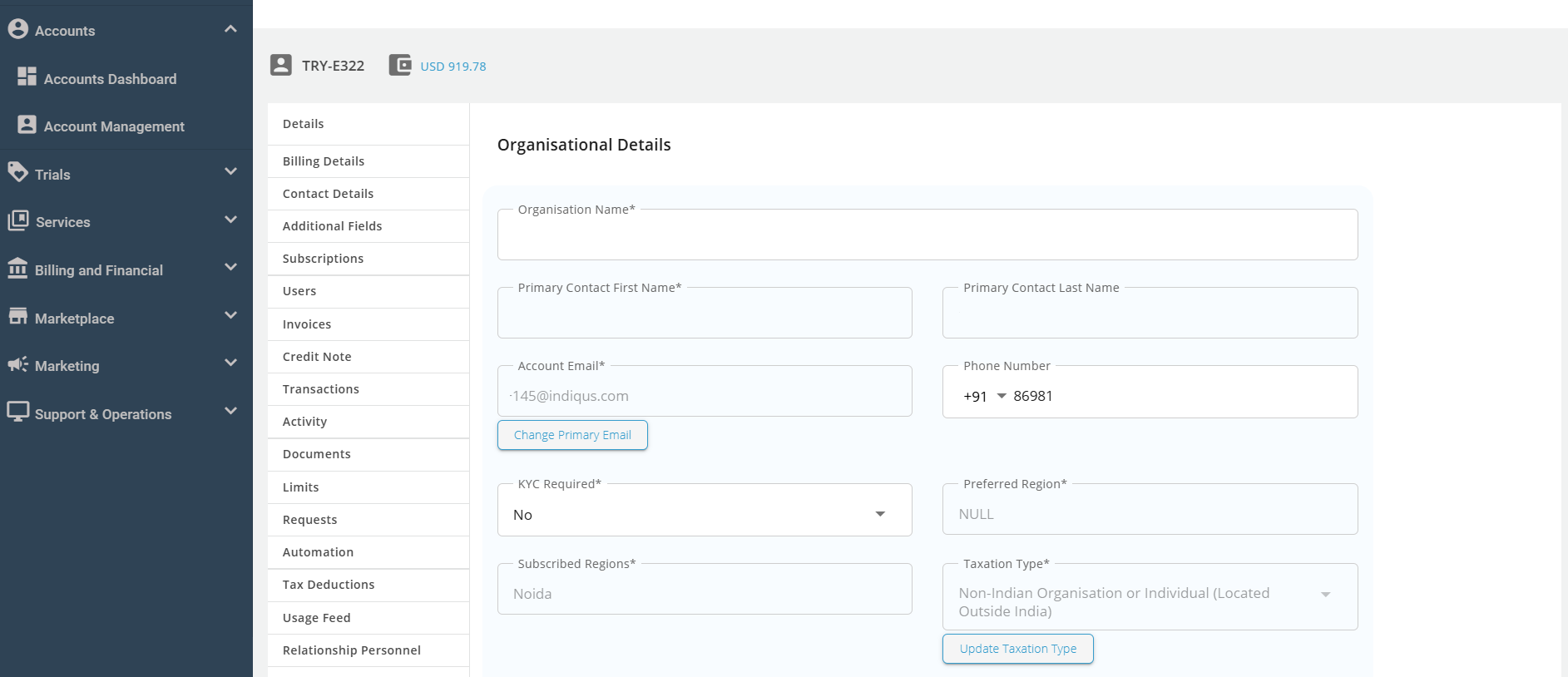 Updating a Subscriber&#39;s Taxation Category