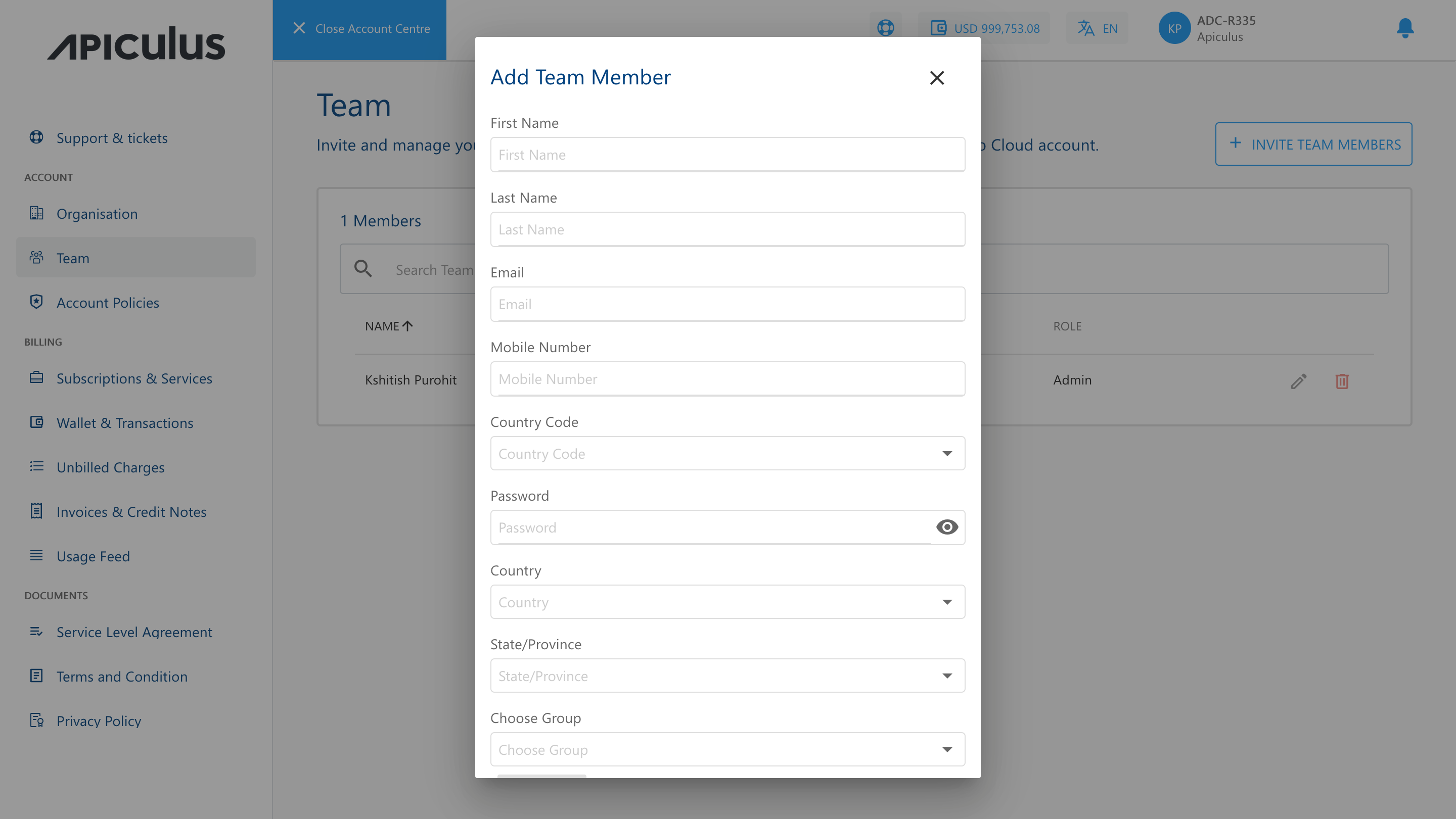Team and Child User Management