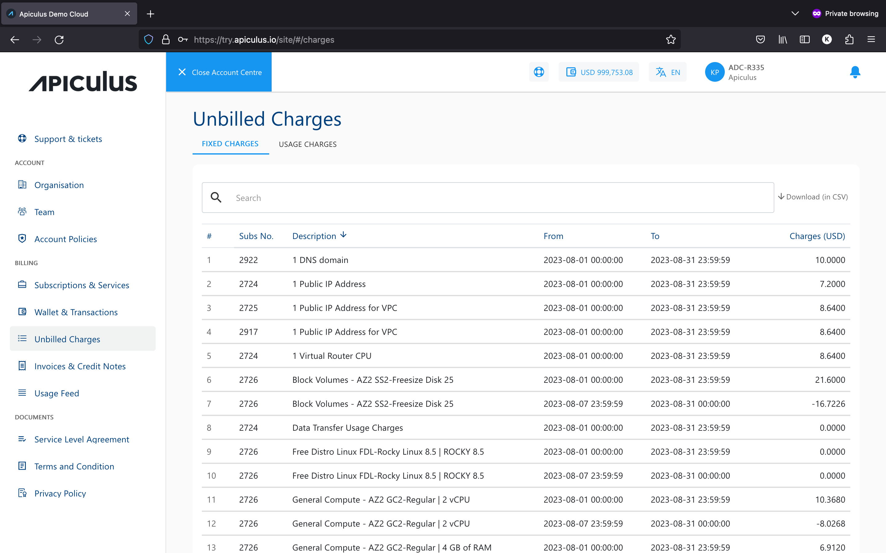 Unbilled Charges