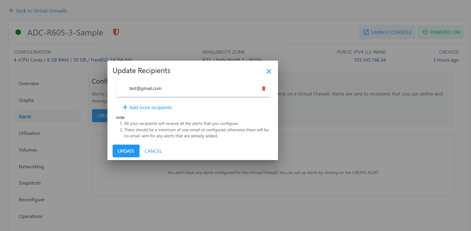 Configuring Alerts on Virtual Firewall