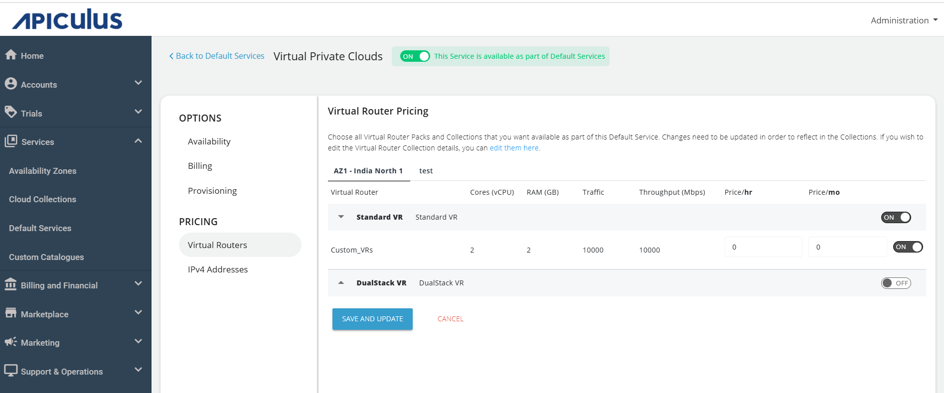 Virtual Router Pricing