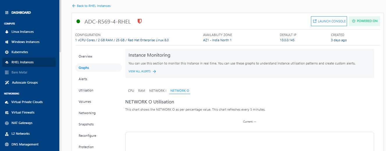 Viewing Graphs and Utilization of RHEL Instances