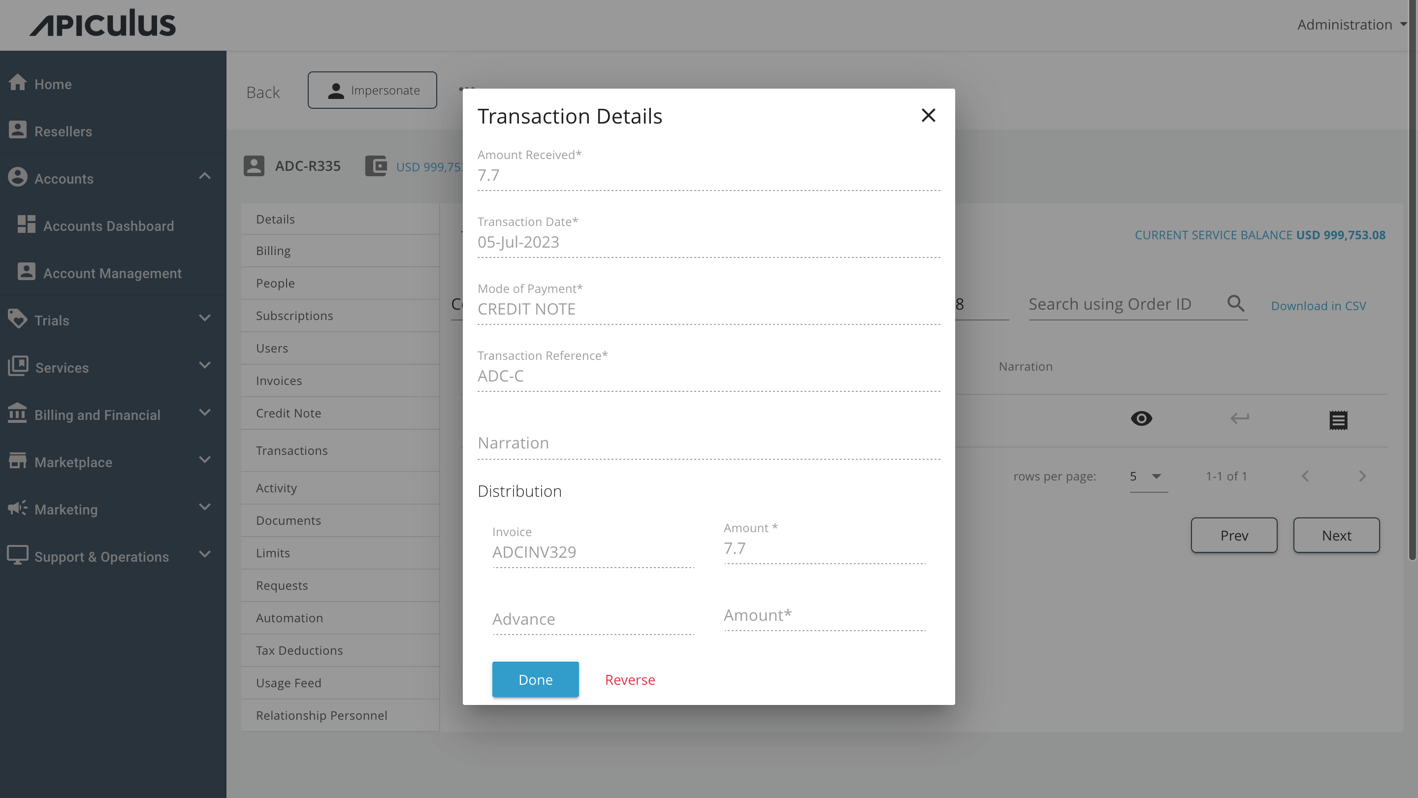 Viewing Transaction Details