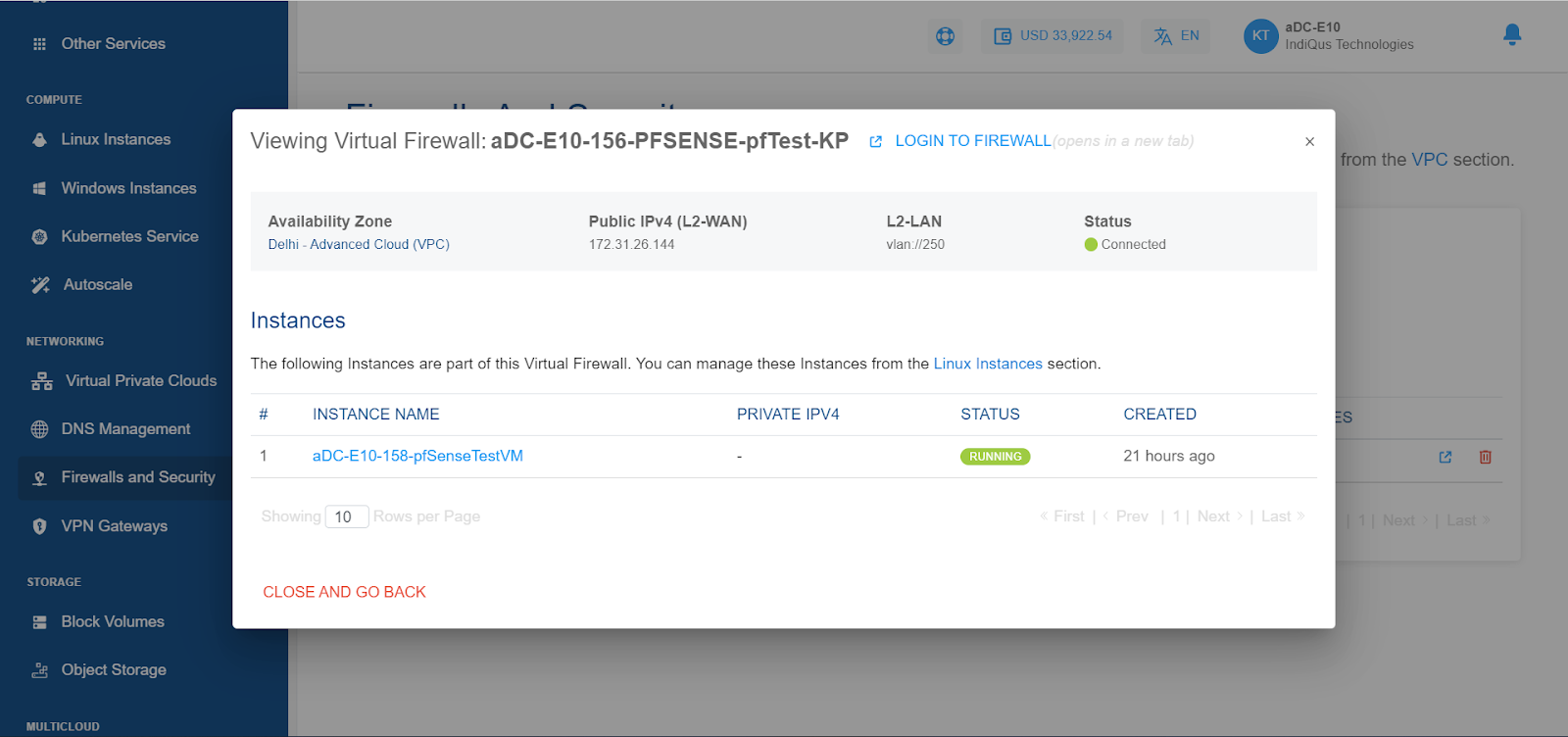 Viewing VFI Network Details