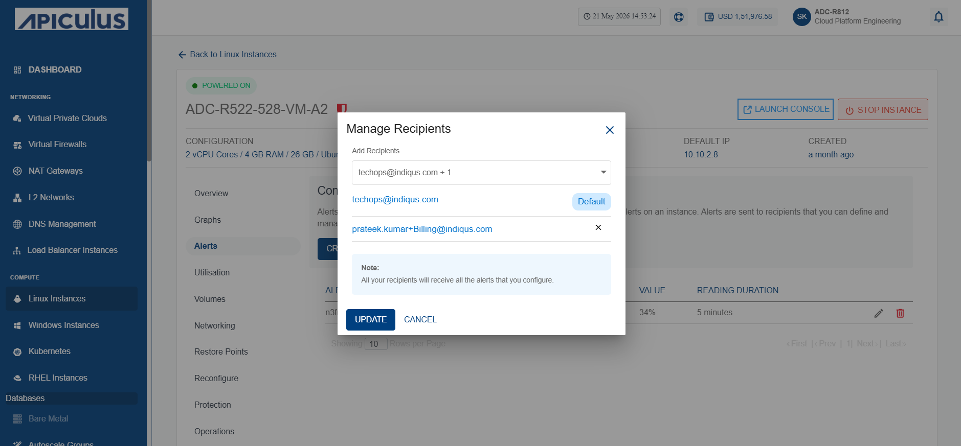 Configuring Alerts on Linux Instances