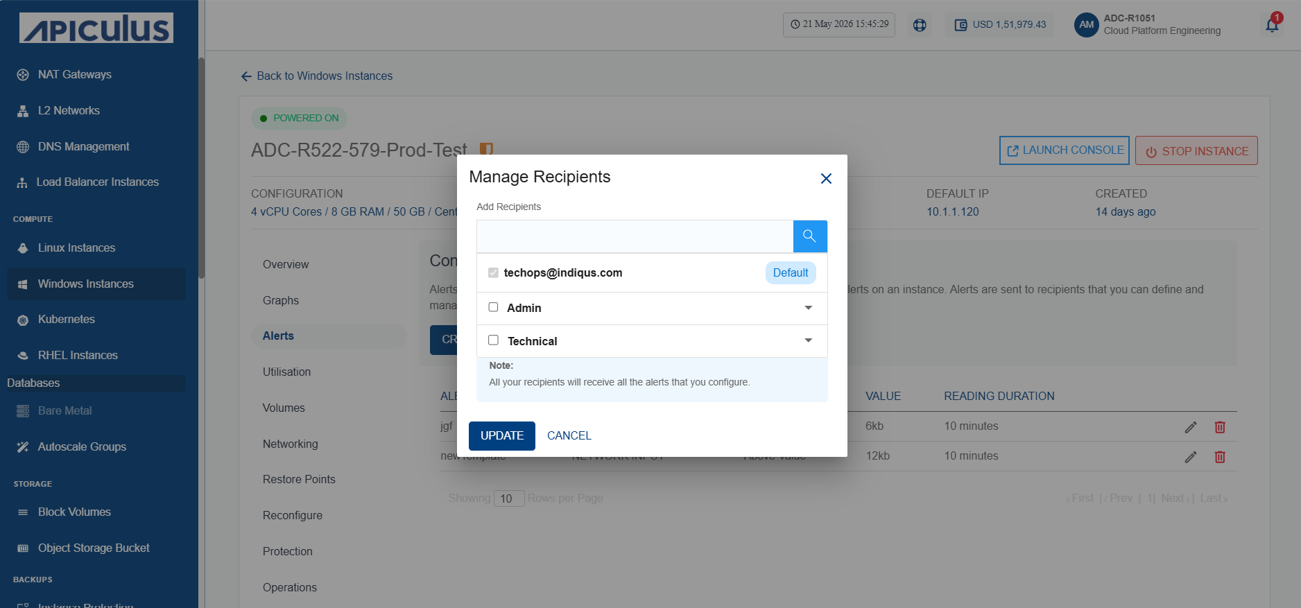 Configuring Alerts on Windows Instances