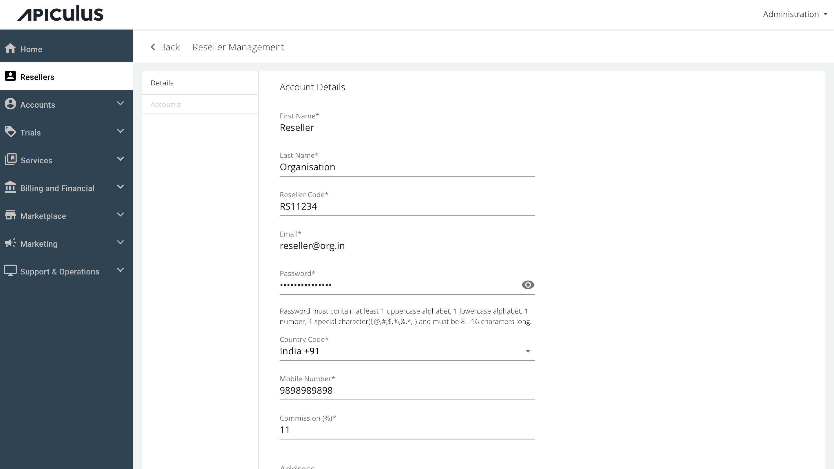 Creating and Updating Resellers