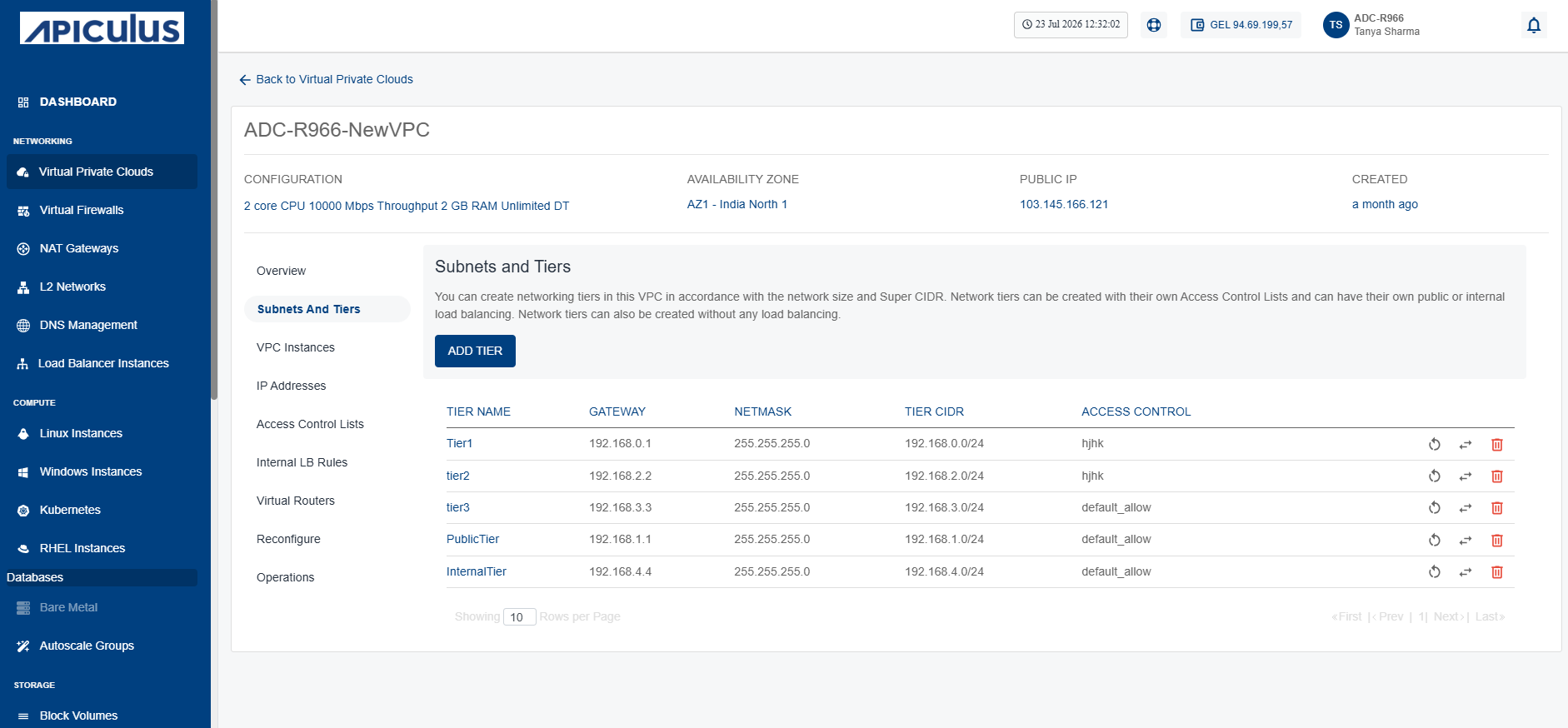 Creating VPC Subnets/Tiers